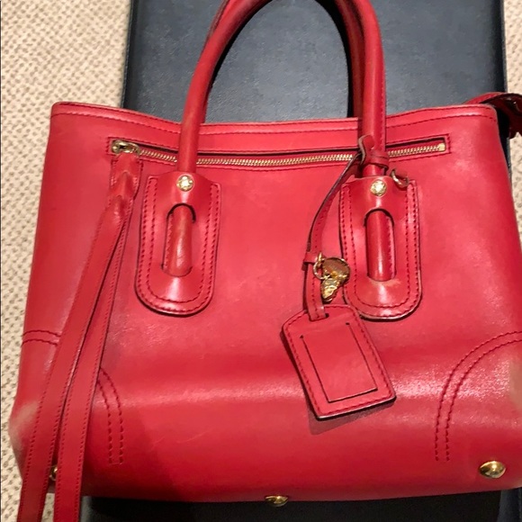 Alexander McQueen handbag.  Red Thick Leather. - Picture 1 of 16